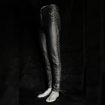 Black Leather Side Lace Pant